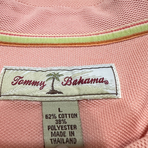 Tommy Bahama Polo Shirt Mens L Coral Embroidered Casual Resort Cotton Vacation - Picture 8 of 11